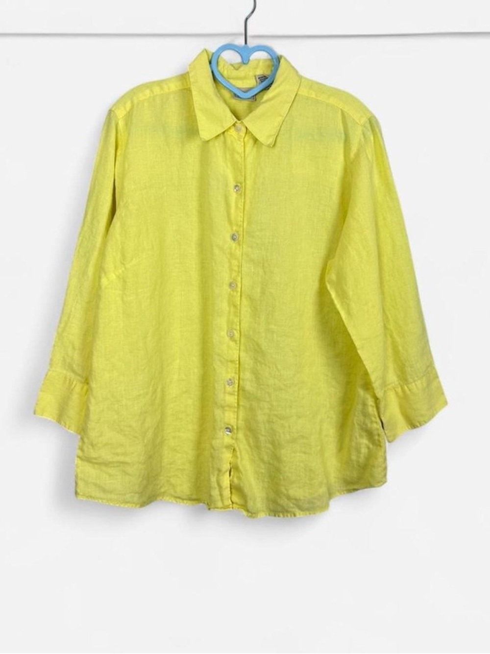L.L.Bean yellow linen button up blouse